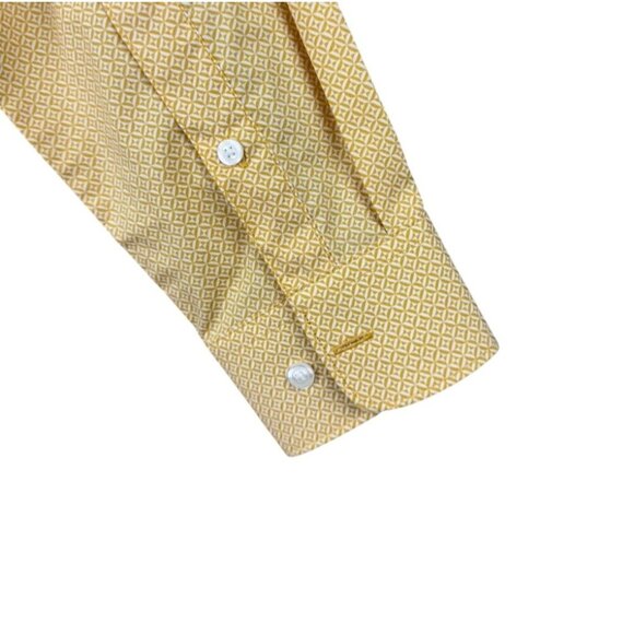 Perry Ellis Shirt Mens M Golden Mustard Long-Sleeve Cotton Geometric Pattern - Picture 3 of 10